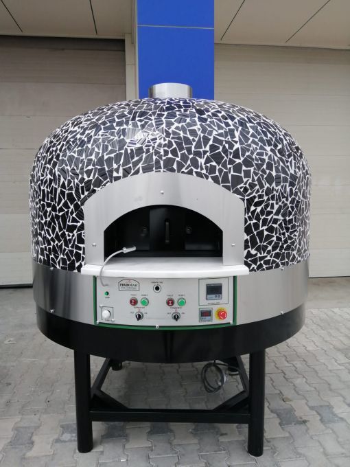 Döner ve Taş Tabanlı Alttan ve İçten Yanmalı GazlıPizza Fırını 80 Cm İç Ölçüleri