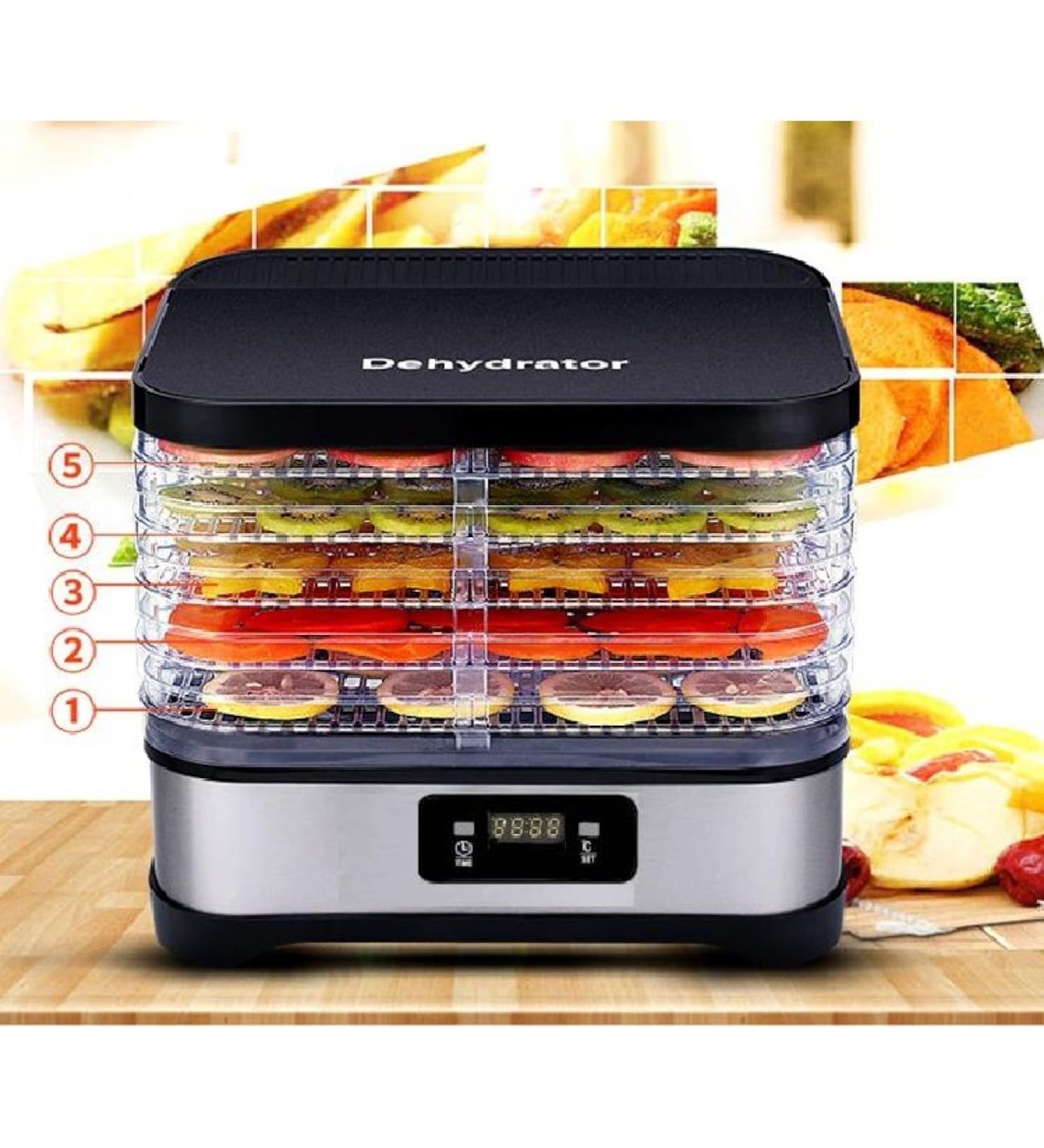 Otomatik Gıda Kurutma Fırını Dijital 5 Tepsili