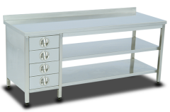 Çalışma Tezgahı Alt Tablalı Ara Raflı 4 Çekmeceli  190*60*85 Ölçülerinde