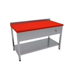 Polietilen Tablalı Çalışma Tezgahı Alt Tablalı Çekmeceli  140*60*85 Ölçülerinde 4 Cm Kalınlık