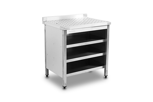 Bar Tezgahı Süzme Hazneli Dolaplı Ara Raflı - 90*60*85 Ölçülerinde