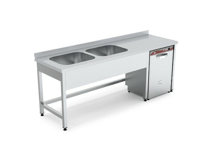 Çift Evyeli Bulaşık Yıkama Makinası Hazneli Çalışma Tezgahı - 190*60*85 Ölçülerinde